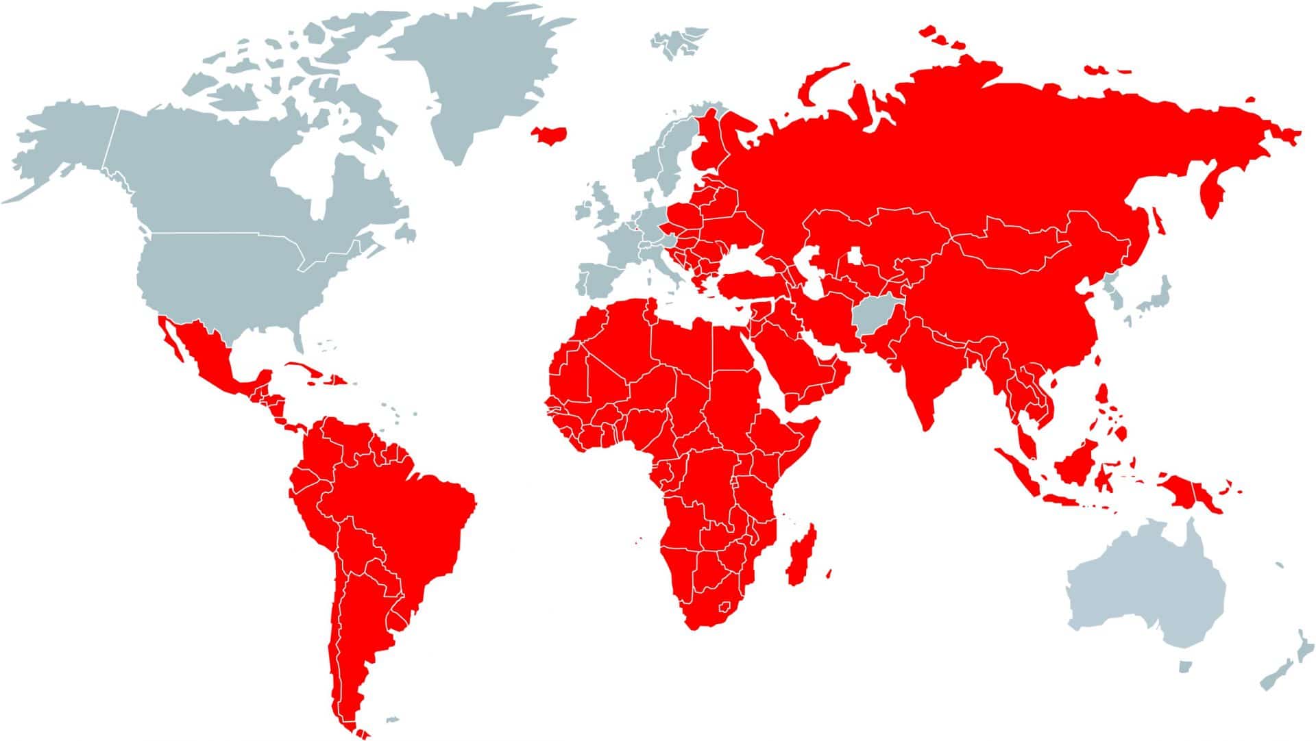 Carte pays aidé par l'AED
